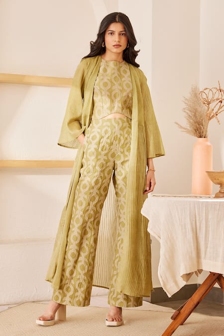Cotton Linen Blend Beige Women Long Jacket Bustier Pants Set, Size: XL at  Rs 4200/piece in Mumbai