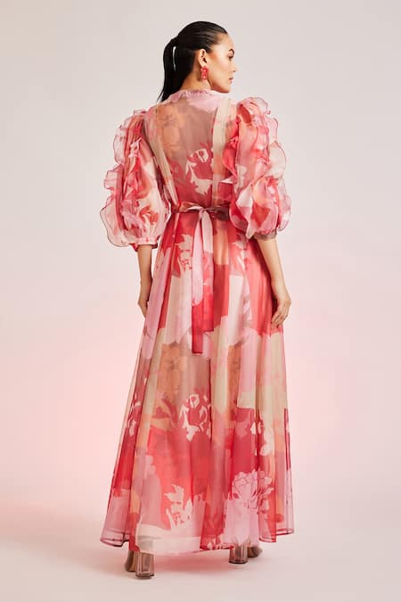 Pankaj & Nidhi Flora Applique Embellished Dress 