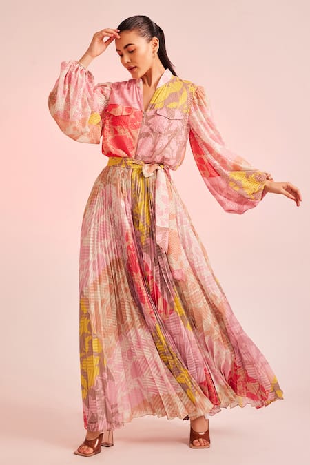 Pankaj & Nidhi Silueta Pleated Maxi Dress 
