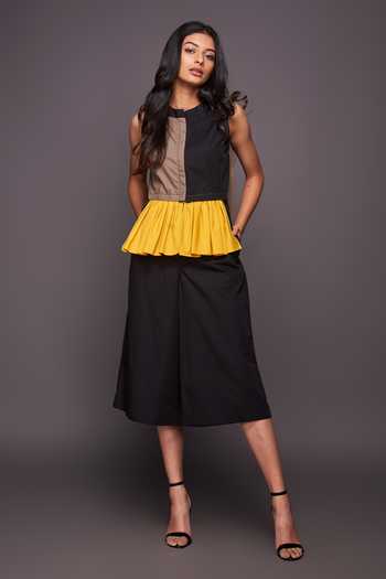 peplum top with culottes