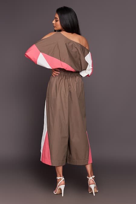 Shop Deepika Arora Multi Color 100% Cotton Asymmetric Colorblock Top And Flared Pant Set at Aza Fashions Shop_Deepika Arora_Multi Color 100% Cotton Asymmetric Colorblock Top And Flared Pant Set_at_Aza_Fashions