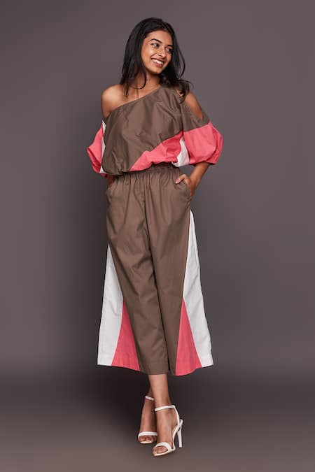 Buy Deepika Arora Multi Color 100% Cotton Asymmetric Colorblock Top And Flared Pant Set Online at Aza Fashions Buy_Deepika Arora_Multi Color 100% Cotton Asymmetric Colorblock Top And Flared Pant Set_Online_at_Aza_Fashions
