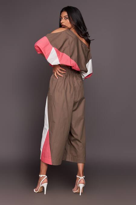 Deepika Arora Multi Color 100% Cotton Asymmetric Colorblock Top And Flared Pant Set at Aza Fashions Deepika Arora_Multi Color 100% Cotton Asymmetric Colorblock Top And Flared Pant Set_at_Aza_Fashions