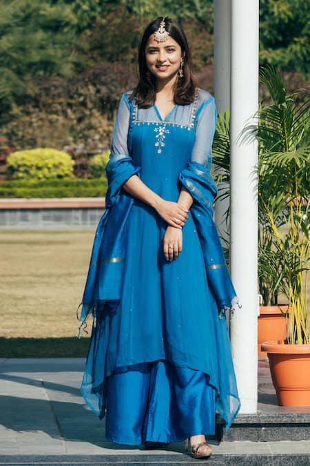 Ewaz Asymmetric Anarkali Palazzo Set 