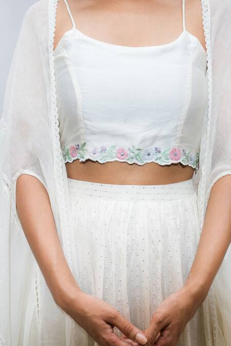 Shop Ewaz White , Silk Thread , Badla Round Cape Lehenga Set Online at Aza Fashions Shop_Ewaz_White , Silk Thread , Badla Round Cape Lehenga Set _Online_at_Aza_Fashions