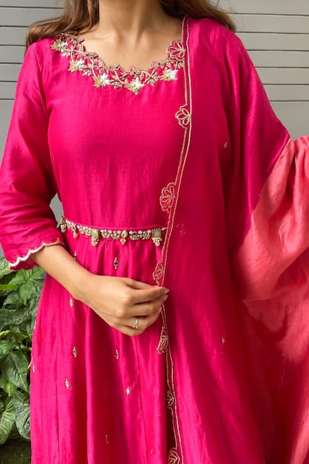 Ewaz Chanderi Embroidered Anarkali Set 