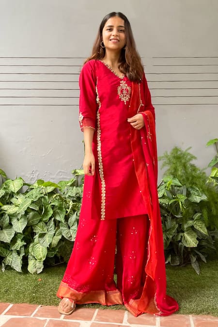 Ewaz Floral Embroidered Kurta Sharara Set 