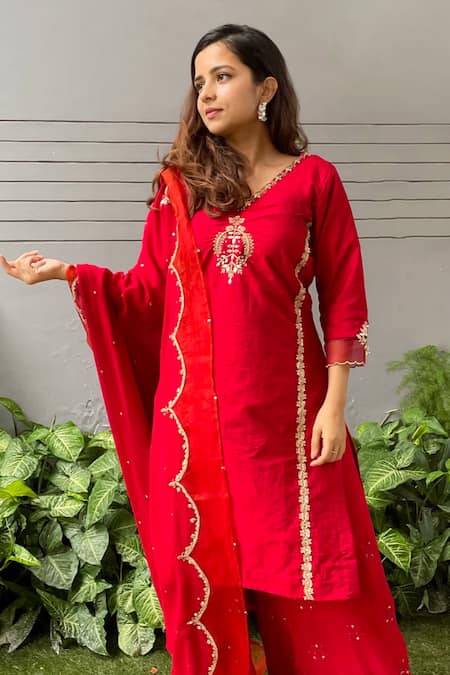 Ewaz Floral Embroidered Kurta Sharara Set 