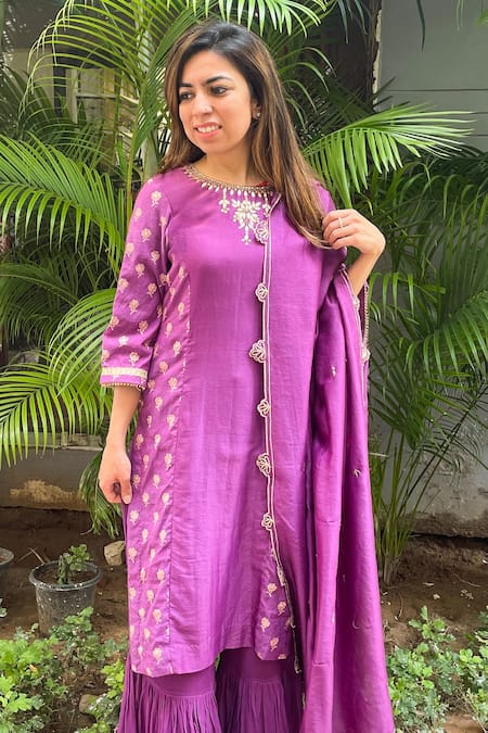 Ewaz Chanderi Woven Kurta Sharara Set 