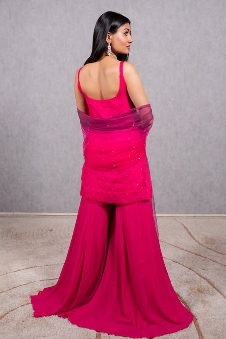 Ewaz Embroidered Strappy Kurta Sharara Set 