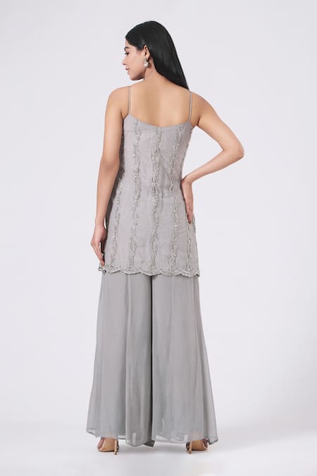 Ewaz Embroidered Strappy Kurta Sharara Set 