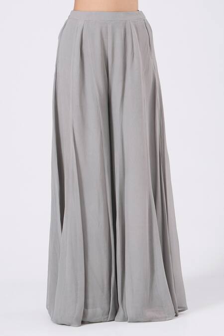 Buy Ewaz Grey Net, Georgette Pearl Work, Zari Work, Embroidered Strappy Kurta Sharara Set Online at Aza Fashions Buy_Ewaz_Grey Net, Georgette Pearl Work, Zari Work, Embroidered Strappy Kurta Sharara Set _Online_at_Aza_Fashions