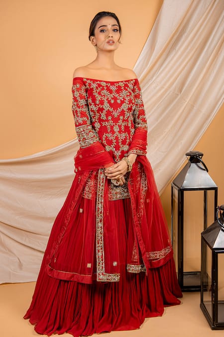 Red Double Layered Micro Velvet Anarkali Suit | Designer dresses online,  Indian dresses online, Anarkali dress
