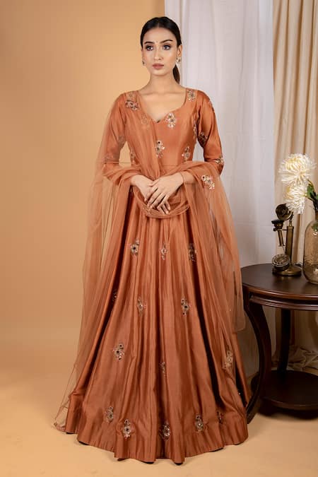 Ikshita Choudhary Floral Embroidered Anarkali With Dupatta 