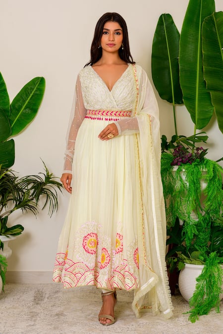 Label Kritika Kataria Silk Embroidered Anarkali Set 