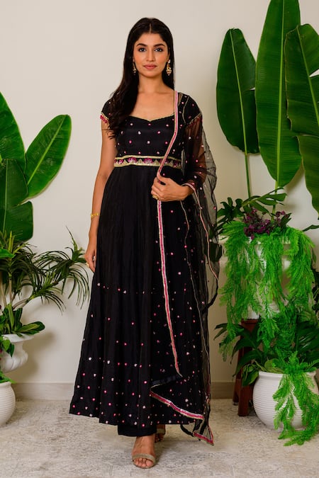 Label Kritika Kataria Silk Embroidered Anarkali Set 