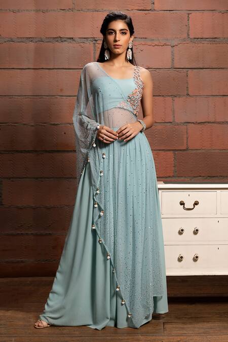 Richa Jaisinghani Label One Shoulder Choli Lehenga Set 