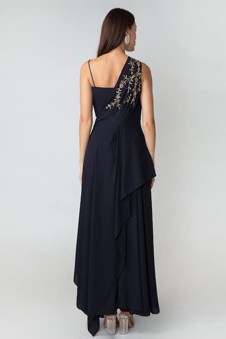 Richa Jaisinghani Label One Shoulder Cape Palazzo Set 