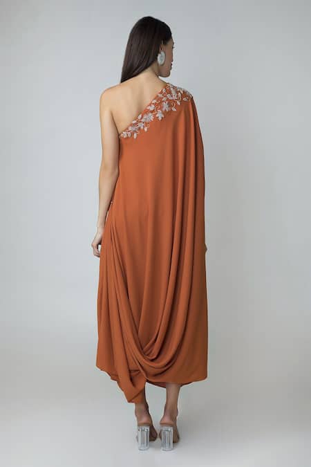 Richa Jaisinghani Label One Shoulder Cowl Gown 