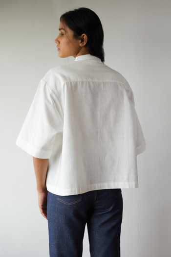 Shop The Summer House White Javier Handwoven Cotton Shirt at Aza Fashions Shop_The Summer House_White Javier Handwoven Cotton Shirt_at_Aza_Fashions