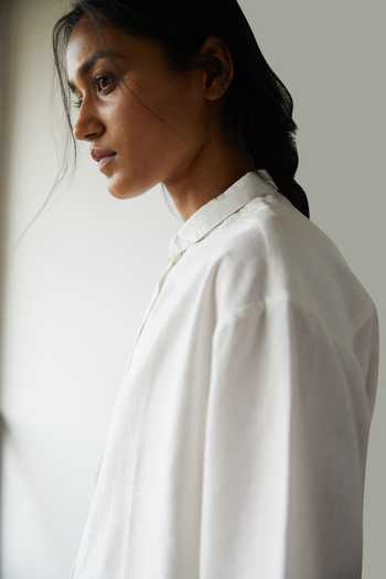 Shop The Summer House White Javier Handwoven Cotton Shirt Online at Aza Fashions Shop_The Summer House_White Javier Handwoven Cotton Shirt_Online_at_Aza_Fashions