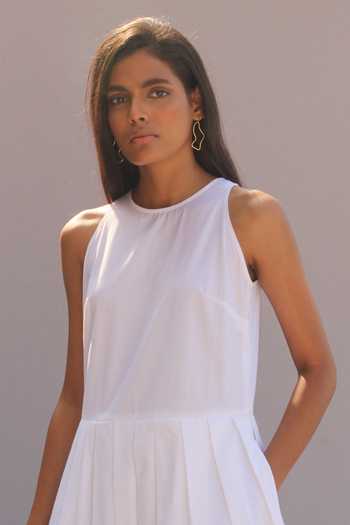 The Summer House_White Organic Cotton Cambric Round Stealla Dress_at_Aza_Fashions