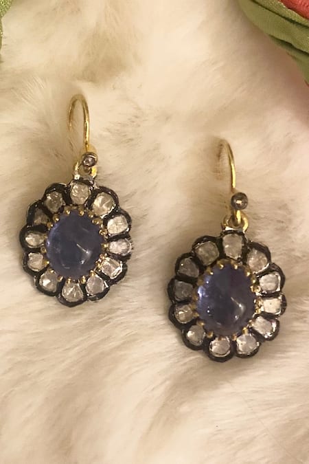 The Alchemy Studio Tanzanite Uncut Diamond Dancing Flower Earrings 