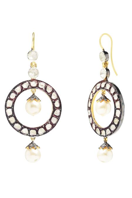 The Alchemy Studio_Black Polki Vintage Uncut Diamond Earrings_Online_at_Aza_Fashions