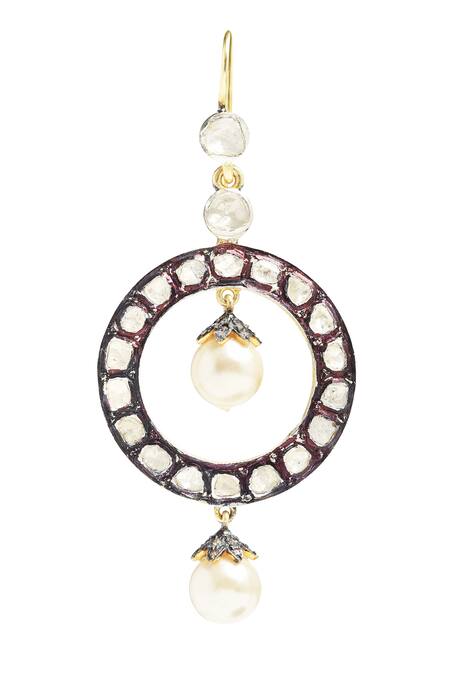 Buy_The Alchemy Studio_Black Polki Vintage Uncut Diamond Earrings_Online_at_Aza_Fashions