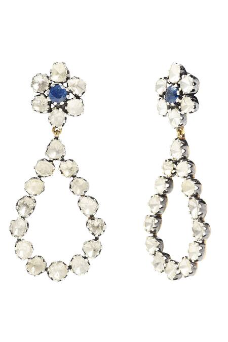 The Alchemy Studio_Black Polki And Sapphire Embellished Dangler Earrings_Online_at_Aza_Fashions