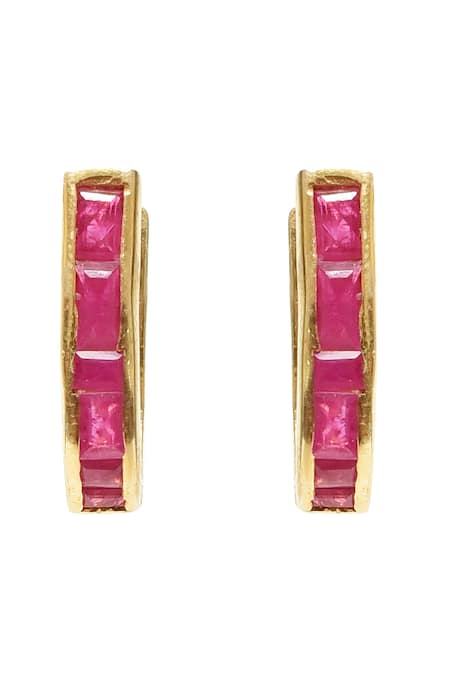 Shop_The Alchemy Studio_Black Polki Detachable Baguette Earring _Online_at_Aza_Fashions