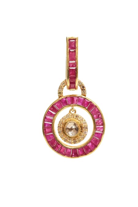 The Alchemy Studio_Black Polki Detachable Baguette Earring _at_Aza_Fashions