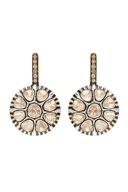 The Alchemy Studio_Black Polki And Single Cut Diamonds Ray Earrings_Online_at_Aza_Fashions