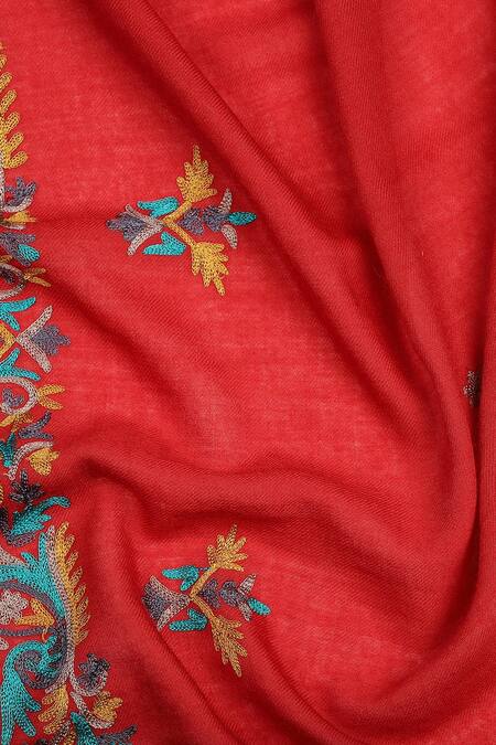 Shop Shingora Maroon Embroidered Floral Shawl Online at Aza Fashions Shop_Shingora_Maroon Embroidered Floral Shawl _Online_at_Aza_Fashions