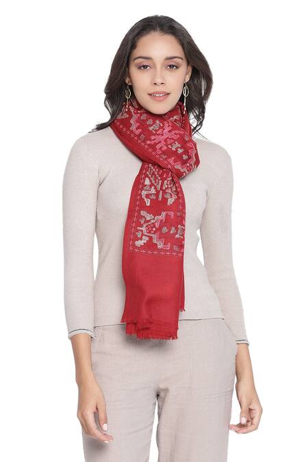 SHINGORA Woollen Geometric Embroidered Shawl 