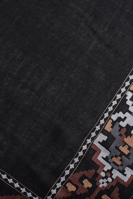 Buy_Shingora_Black Embroidered Woollen Shawl _Online_at_Aza_Fashions