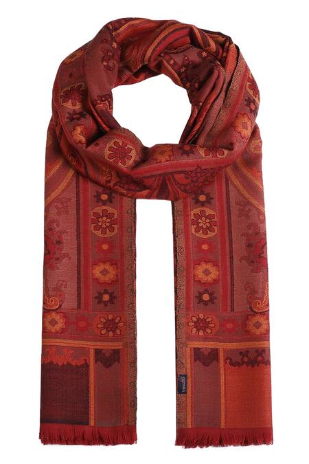 Shingora Maroon Woven Kani Floral Shawl Online at Aza Fashions Shingora_Maroon Woven Kani Floral Shawl _Online_at_Aza_Fashions