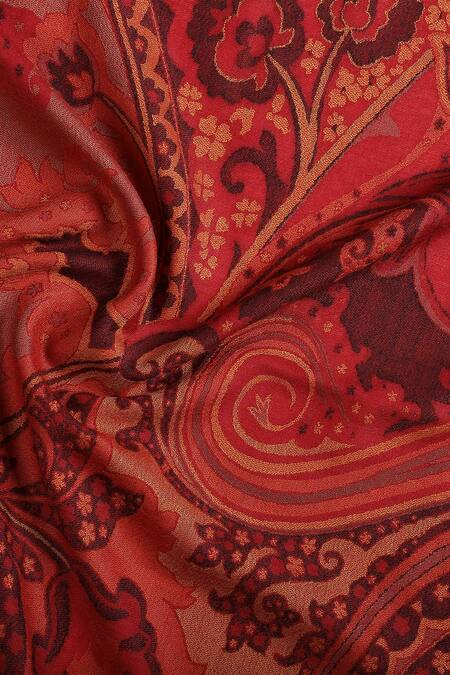 Shop Shingora Maroon Woven Kani Floral Shawl Online at Aza Fashions Shop_Shingora_Maroon Woven Kani Floral Shawl _Online_at_Aza_Fashions