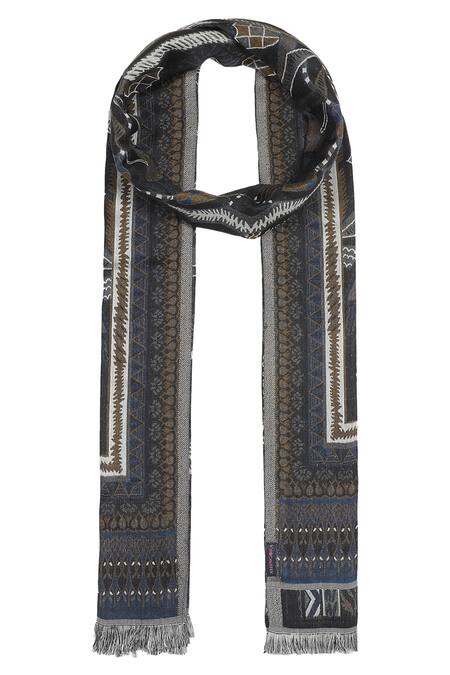 Buy_Shingora_Black Woven Jacquard Stole _Online_at_Aza_Fashions