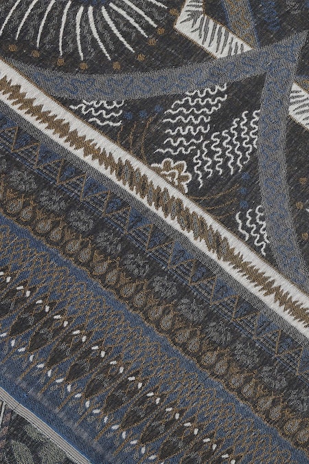 Shop_Shingora_Black Woven Jacquard Stole _Online_at_Aza_Fashions