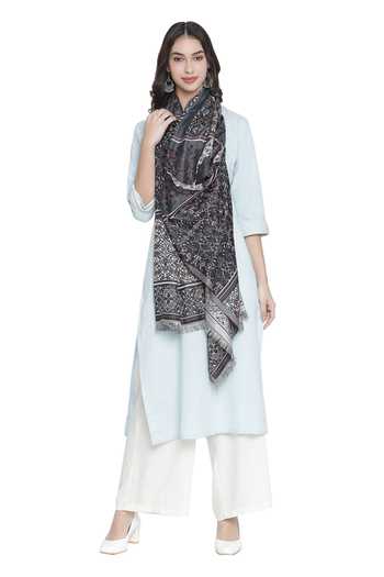 Shop Shingora Black Jacquard Floral Woven Stole at Aza Fashions Shop_Shingora_Black Jacquard Floral Woven Stole _at_Aza_Fashions