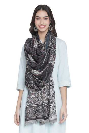 Shingora Black Jacquard Floral Woven Stole Online at Aza Fashions Shingora_Black Jacquard Floral Woven Stole _Online_at_Aza_Fashions