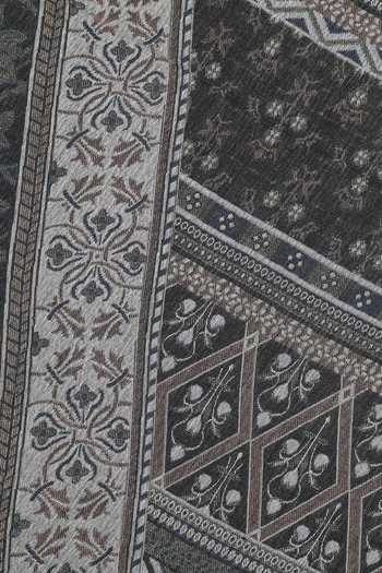 Shingora_Black Woven Jacquard Floral Stole _at_Aza_Fashions