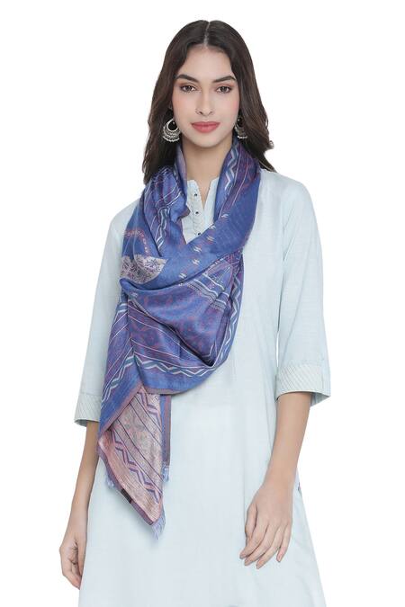 Shingora Blue Woven Jacquard Stole Online at Aza Fashions Shingora_Blue Woven Jacquard Stole _Online_at_Aza_Fashions