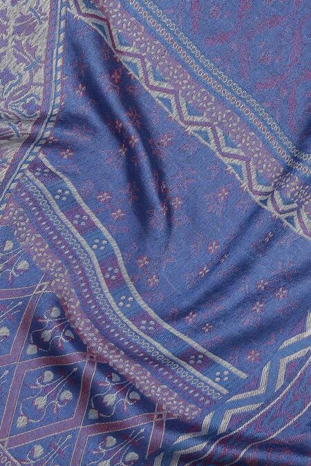 Shingora Blue Woven Jacquard Stole at Aza Fashions Shingora_Blue Woven Jacquard Stole _at_Aza_Fashions