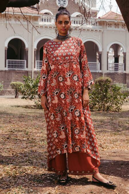 Jodi Sultana Block Print Kurta & Palazzo Set 