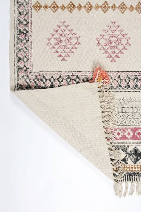Shop_Orna_Pink 100% Cotton Block Print Hand Rug_Online_at_Aza_Fashions