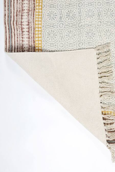 Buy_Orna_Grey 100% Cotton Block Print Hand Rug_Online_at_Aza_Fashions