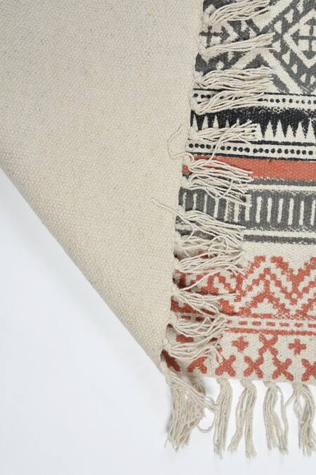 Buy_Orna_Maroon 100% Cotton Block Print Hand Rug_Online_at_Aza_Fashions