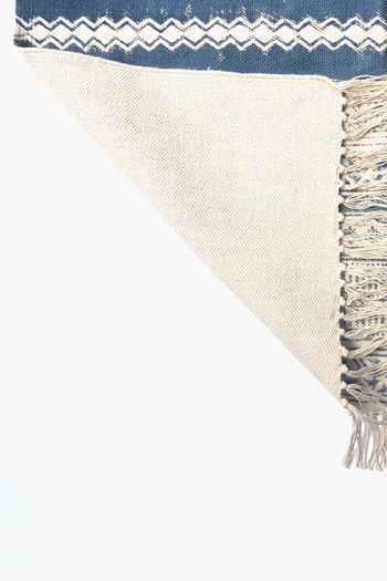 Orna_Blue 100% Cotton Block Print Hand Rug_Online_at_Aza_Fashions